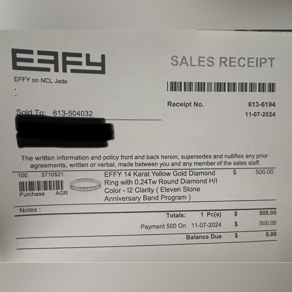 EFFY 14 Karat Yellow Gold Diamond Ring - Picture 4 of 4